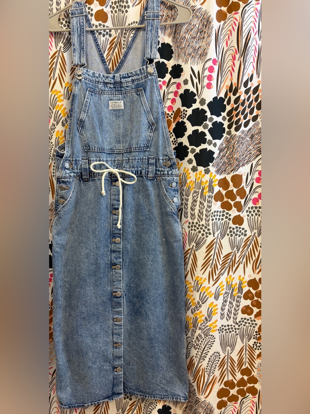 Levi’s Lexie Skirtall Denim Button-Front Overall Midi Dress - Light Blue - Picture 4 of 7
